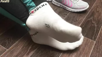 Femdome Slave in Handcuff Worship Sport Socks Mistress