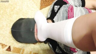 Slave Kiss and Lick Feet Schoolgirl FEMDOME Knee Socks Foot Fetish