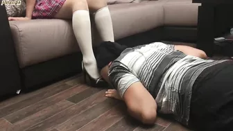 Schoolgirl Femdome Bound Slave Liсk Nylon Feet Shoes Facesitting Handcuffs