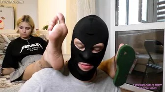 KARINA - Humiliates her slave - Flip flops and foot worship