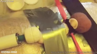 Ballbuster Bastienne - Mummified Crushed Balls Edging Footjob with Post Orgasm Bal...