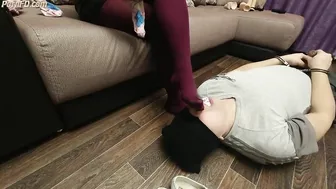 Slave Kiss Feet Mistress Socks Gag