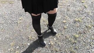 BLACK STOCKINGS AND ANKLE CUFFS / SHACKLES SELF BONDAGE Slavegirl