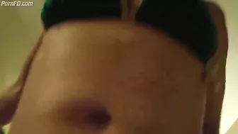 Fit Brazilian girl bed wrestling