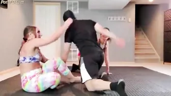 Beautifull girl choking guy..1 real ko