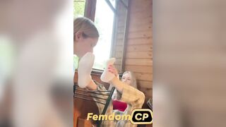 blonde mistress with sock worship