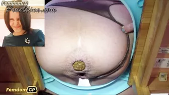PooAlina - in stockings pooping in mouth toilet slave and spits Close-up