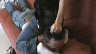 Cynthia foot domination Dirty socks smelling and worship for my slave (french)