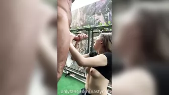 NatalieBrooksxxx - Sloppy balcony blowie and creampie