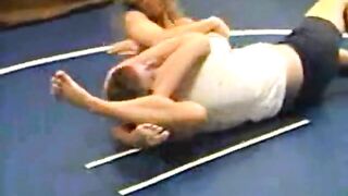 Vintage mixed wrestling headscissor and RNC ko