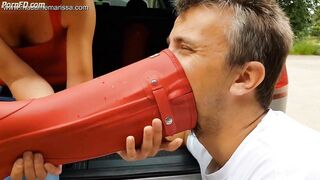 Madame Marissa - Dirty hunter boots licking in the parking lot