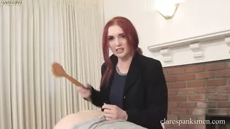ClareSpanksMen - Bella & Audrey - Trainer Bella Spanks Him Again