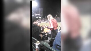 Beautiful girl spits in man's face in public