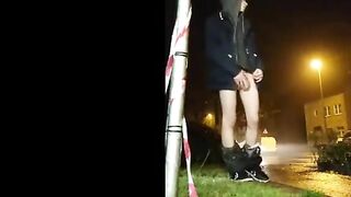 Twink plays with his ass discreetly outside 2