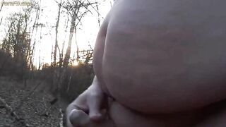 Chubby masturbates in the woods 4