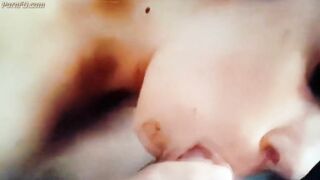 slut slowed Italian blowjob cumshot in mouth 2