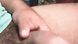 LATINO WITH THICK FAT UNCUT COCK CUMS THICK LOAD 4
