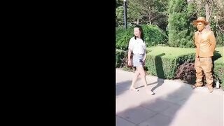 Self Defense against a human statue, and a non-human one