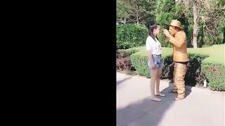 Self Defense against a human statue, and a non-human one