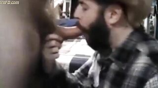 Sub sucking and feeding on his man's load 4