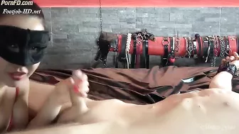 Mistress Gaia - red on black orgasm - footjob