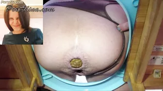 PooAlina - Alina in stockings pooping in mouth toilet slave and spits Close-up