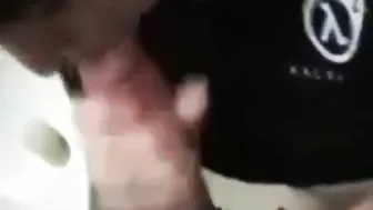 Cute Gamestop employee backroom blowjob