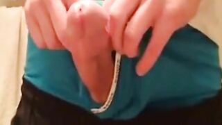Undie boy with big peehole ruins his orgasm