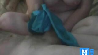 Blue Nylon Panty Hand Job