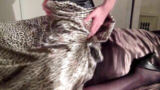 CD rubbing his cock against satin pillow