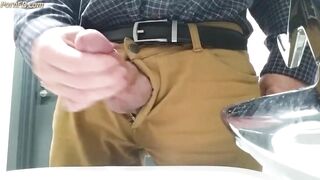 Little cock daddy wank at work with big cum spurt 2