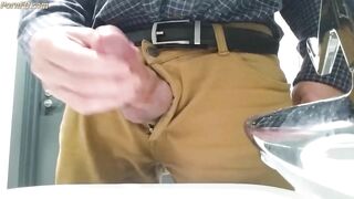 Little cock daddy wank at work with big cum spurt 2