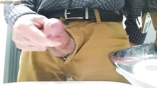 Little cock daddy wank at work with big cum spurt 2