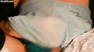 Blue slip green knicker wank cum