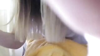 Squirts in front of window