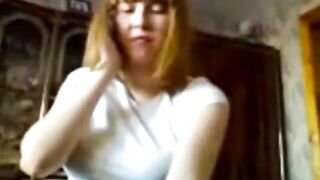 Blowjob and handjob by Redhead Russian Teen while on phone