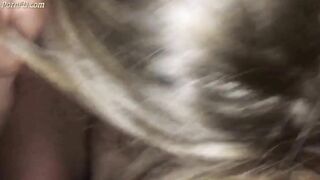 Blonde natural giving blow job