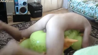 Green dragon inflatable toy humping orgasm