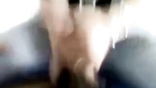 Handjob: She sits on guy and jerks him off