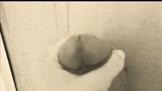 homemade gloryhole handjob with big cumshot