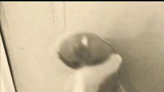homemade gloryhole handjob with big cumshot