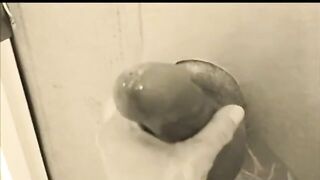 homemade gloryhole handjob with big cumshot