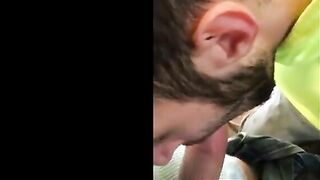 Hungry builder sucking dick
