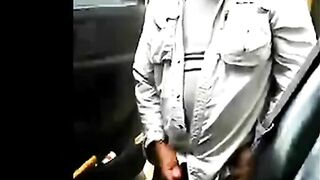 Mature beard dad jerks his cock by his truck outside 3