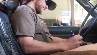 Horny Guy Bustin A Nut at the Bank ( Hands free Public Cum )