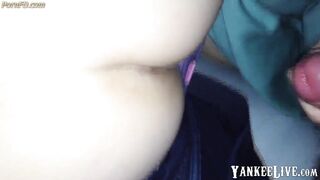 Sneaky play with my girl's hairy asshole then cum on her.