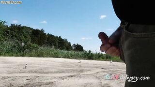 Jerking off at public boat ramp---Cum Shot 2