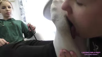 licking girls feet - sock worship