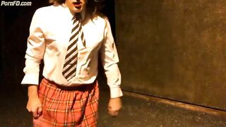 sissy schoolgirl cathy goes outside 2