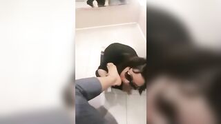 Mistress and her foot slave in public